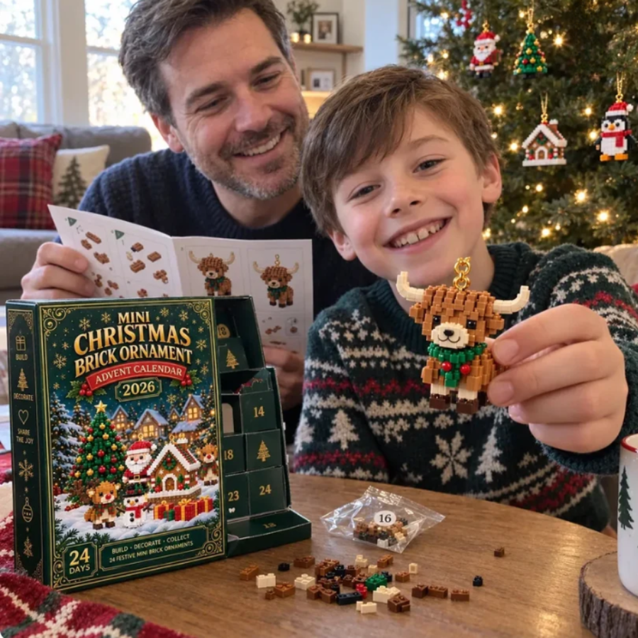 Sparklyra® 24-Day Mini Christmas Brick Ornament Advent Calendar – 24 Unique Buildable Holiday Models🎁!!!