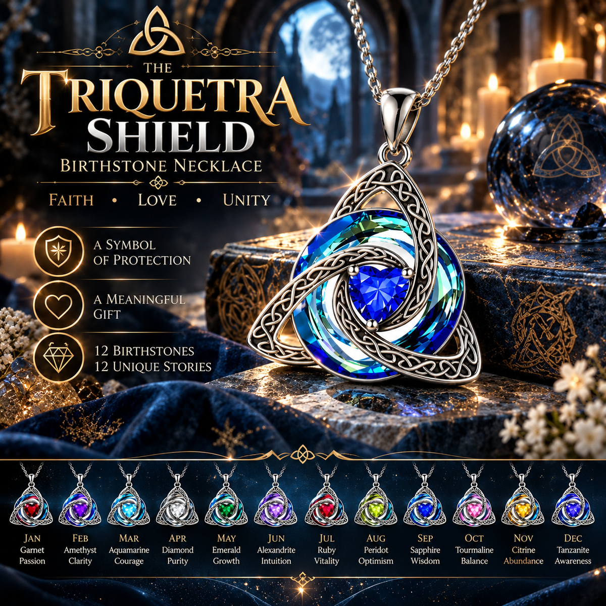 A Meaningful Gift✨CZTICLE®Celtic Knot Birthstone Necklace – Your Symbol of Protection✨✨