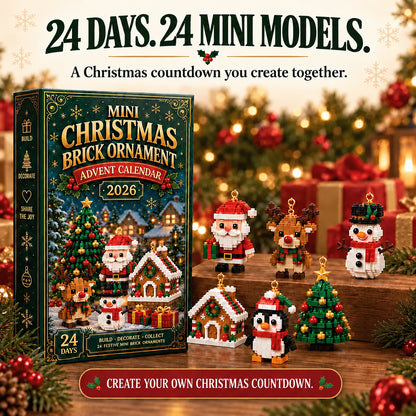 Sparklyra® 24-Day Mini Christmas Brick Ornament Advent Calendar – 24 Unique Buildable Holiday Models🎁