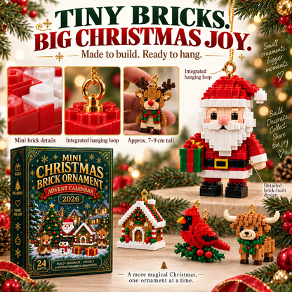 Sparklyra® 24-Day Mini Christmas Brick Ornament Advent Calendar – 24 Unique Buildable Holiday Models🎁