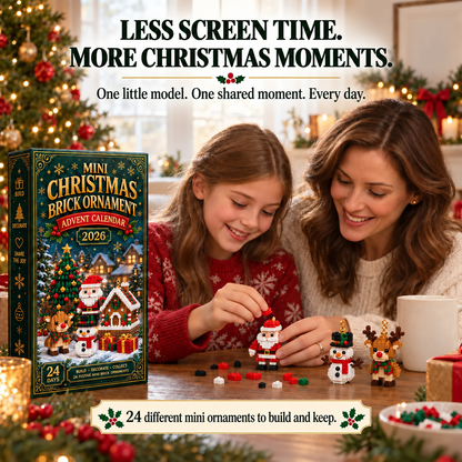Sparklyra® 24-Day Mini Christmas Brick Ornament Advent Calendar – 24 Unique Buildable Holiday Models🎁