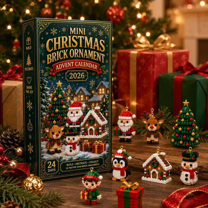 Sparklyra® 24-Day Mini Christmas Brick Ornament Advent Calendar – 24 Unique Buildable Holiday Models🎁