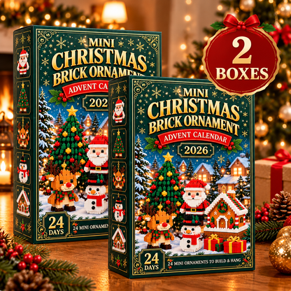Sparklyra® 24-Day Mini Christmas Brick Ornament Advent Calendar – 24 Unique Buildable Holiday Models🎁
