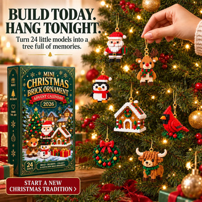 Sparklyra® 24-Day Mini Christmas Brick Ornament Advent Calendar – 24 Unique Buildable Holiday Models🎁
